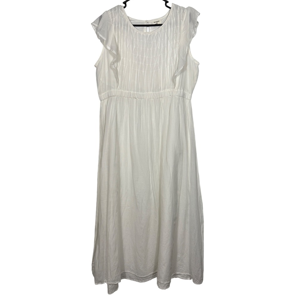 World Market Cottagecore‎ White Maxi Dress Sz L/XL Flutter Sleeve Boho Fairycore